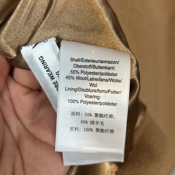 Dkny Wool Blend Double Breasted Single Button Belted Tan Midi Coat size S - Picture 16 of 16